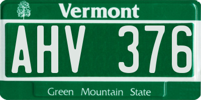 VT license plate AHV376