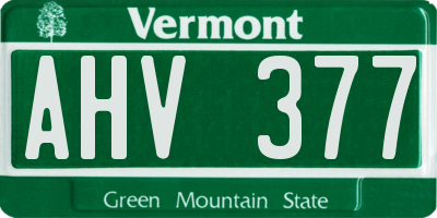 VT license plate AHV377