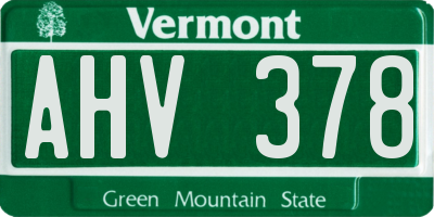 VT license plate AHV378