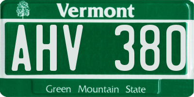 VT license plate AHV380