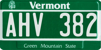 VT license plate AHV382