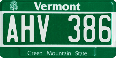 VT license plate AHV386