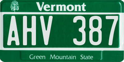 VT license plate AHV387