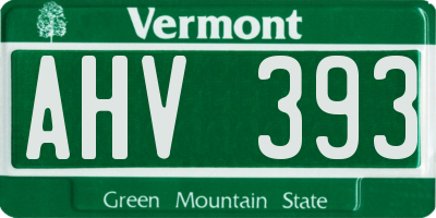 VT license plate AHV393