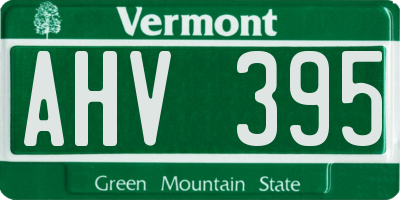 VT license plate AHV395