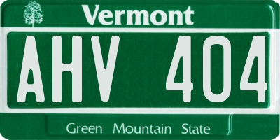 VT license plate AHV404