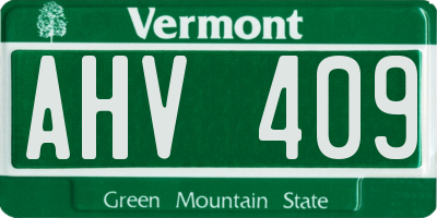 VT license plate AHV409