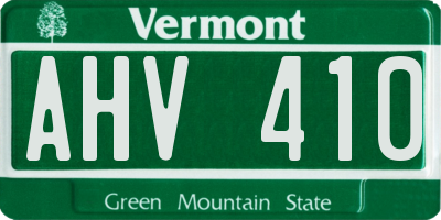 VT license plate AHV410
