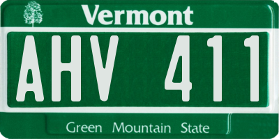 VT license plate AHV411