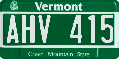 VT license plate AHV415