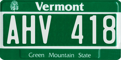 VT license plate AHV418