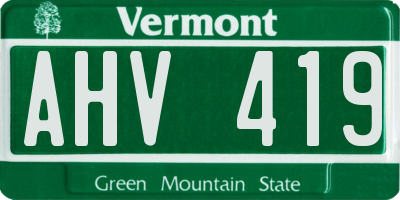 VT license plate AHV419