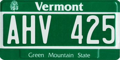 VT license plate AHV425
