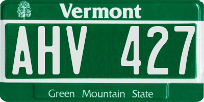 VT license plate AHV427