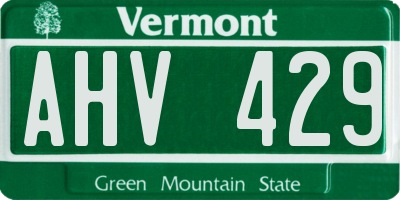 VT license plate AHV429