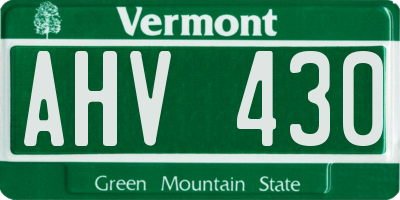 VT license plate AHV430
