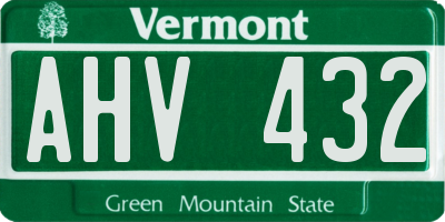 VT license plate AHV432