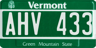VT license plate AHV433