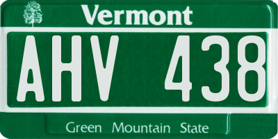 VT license plate AHV438