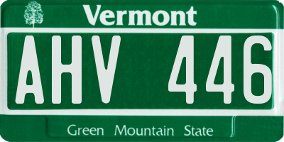 VT license plate AHV446