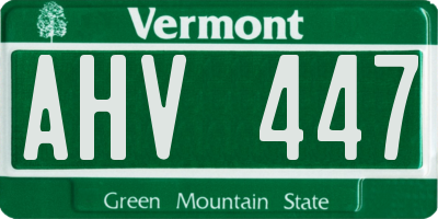 VT license plate AHV447