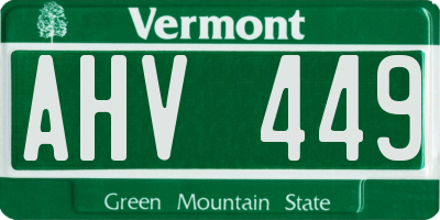 VT license plate AHV449