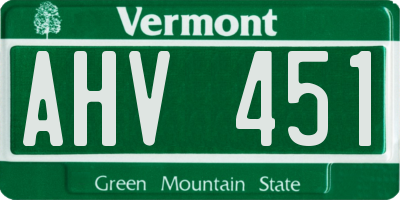 VT license plate AHV451