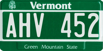 VT license plate AHV452