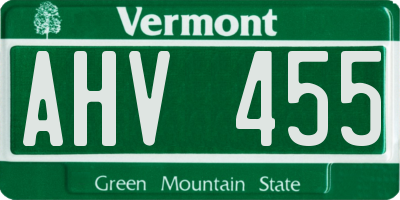 VT license plate AHV455