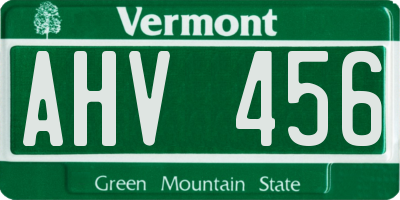 VT license plate AHV456
