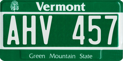VT license plate AHV457