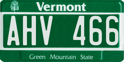 VT license plate AHV466