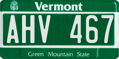 VT license plate AHV467