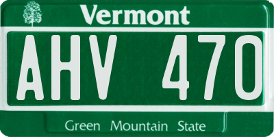 VT license plate AHV470