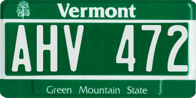 VT license plate AHV472