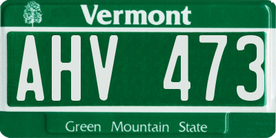 VT license plate AHV473