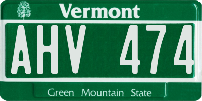 VT license plate AHV474