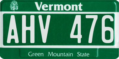 VT license plate AHV476