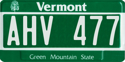 VT license plate AHV477