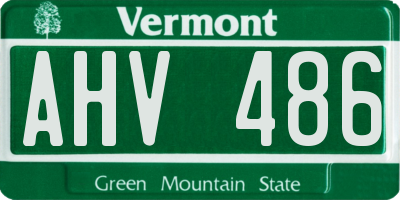 VT license plate AHV486