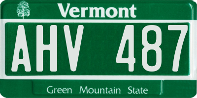 VT license plate AHV487
