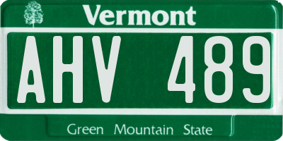 VT license plate AHV489