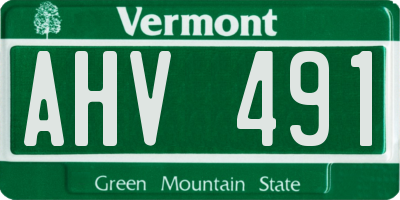 VT license plate AHV491