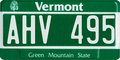 VT license plate AHV495