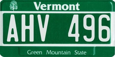 VT license plate AHV496