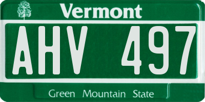 VT license plate AHV497