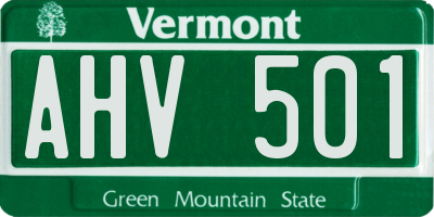 VT license plate AHV501