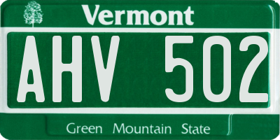 VT license plate AHV502