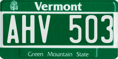 VT license plate AHV503