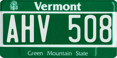 VT license plate AHV508